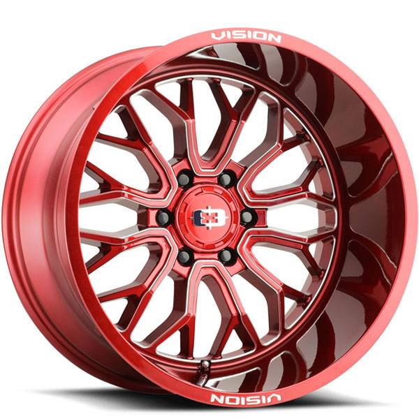 Vision 402 Riot Gloss Red with Milled Spokes Center Cap