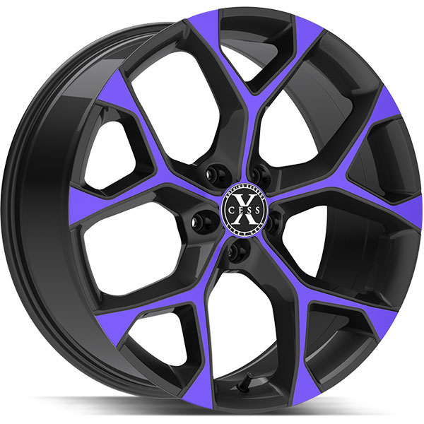 Xcess X05 5 Flake Gloss Black with Machined Purple Spokes Center Cap
