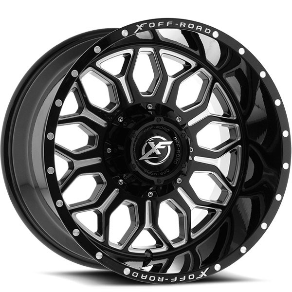 XF Off-Road XF-227 Gloss Black with Milled Spokes Center Cap | RimsChoice