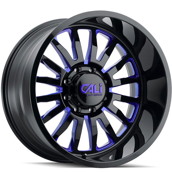 Cali Offroad Summit 9110 Gloss Black with Blue Milled Spokes