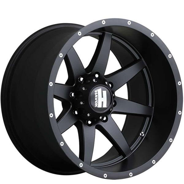 Havok Off-Road H112 Matte Black with Milled Rivets