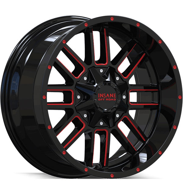 Insane Off-Road IO-07 Gloss Black with Red Milled Spokes