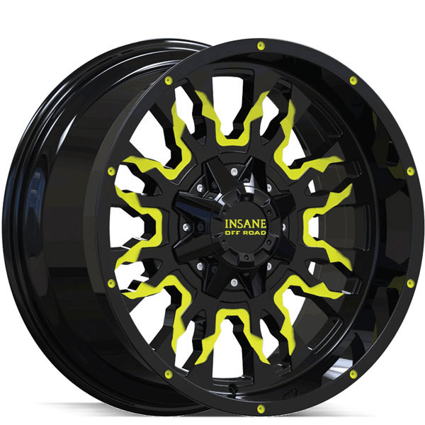 Insane Off-Road IO-14 Gloss Black with Yellow Milled Spokes