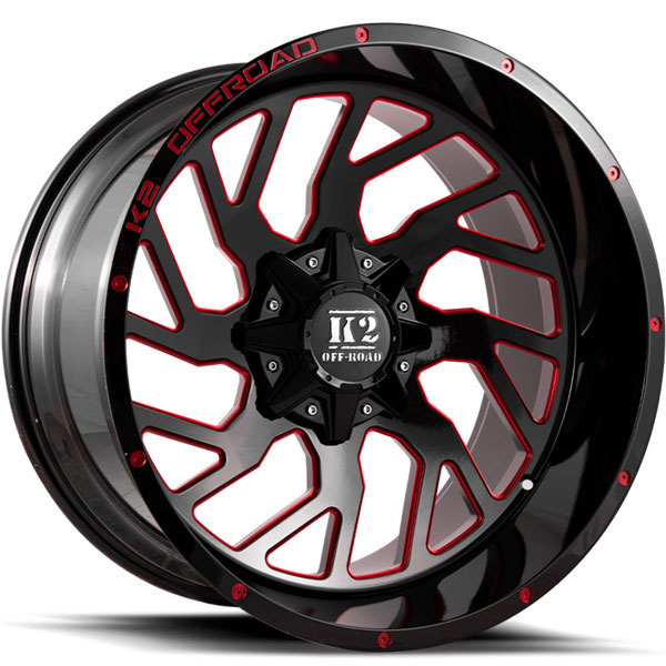 K2 OffRoad K12 Shockwave Gloss Black with Red Milled Spokes