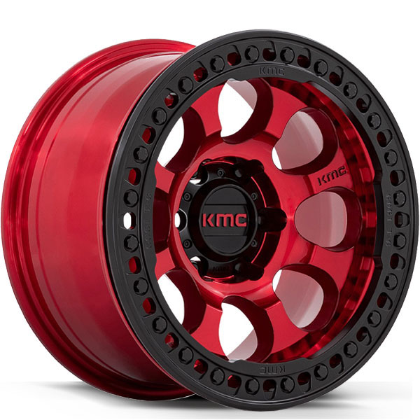 KMC KM237 Riot Beadlock Candy Red with Satin Black Ring