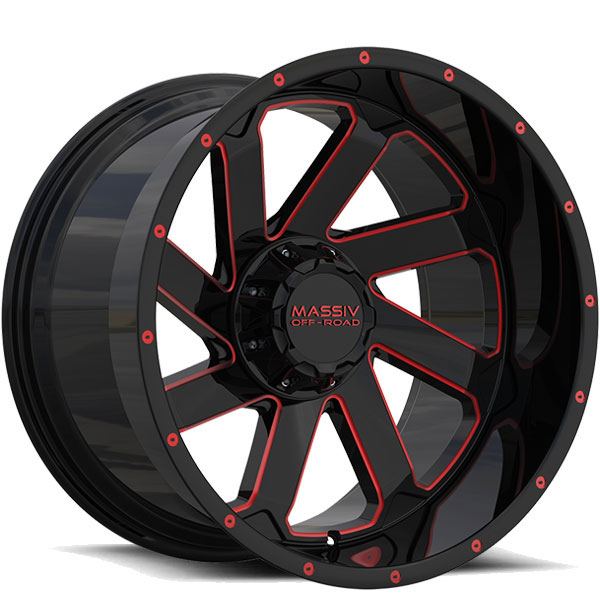Massiv Offroad OR4 Gloss Black with Red Milled Spokes
