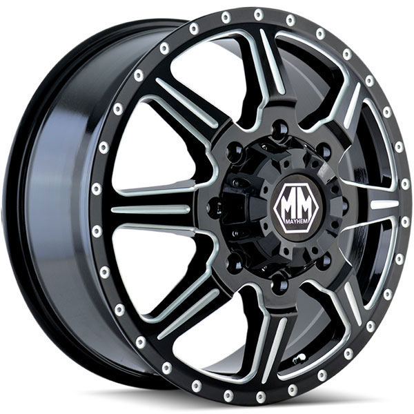 Mayhem 8101 Monstir Dually Black with Milled Spokes Front