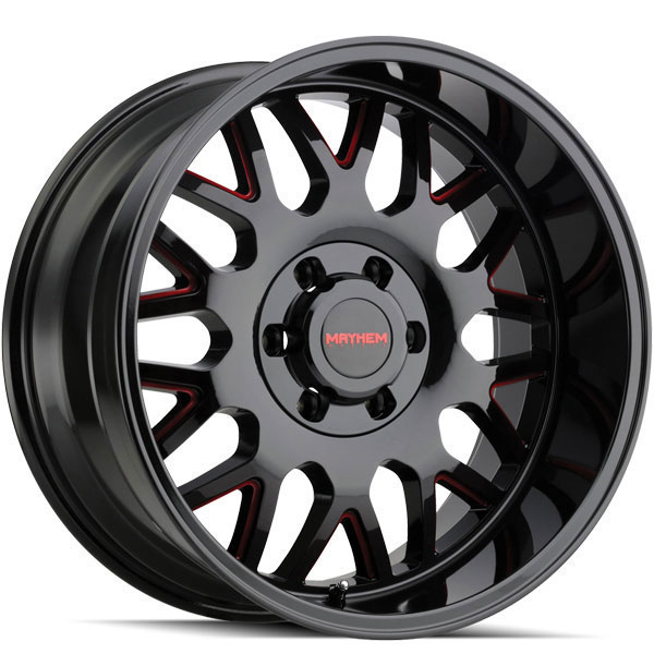 Mayhem 8110 Tripwire Black with Prism Red Milled Spokes