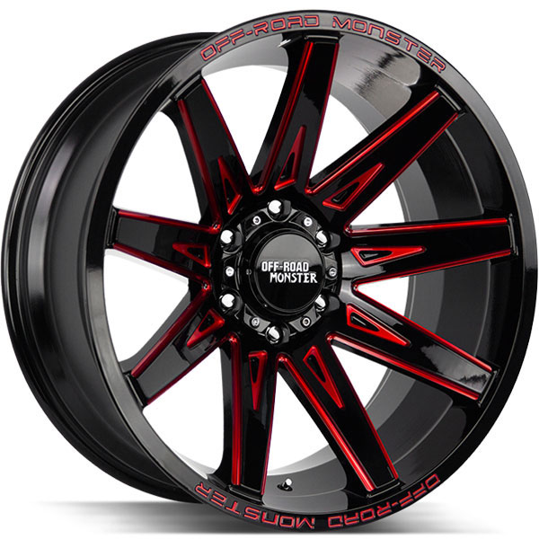 Off-Road Monster M25 Gloss Black with Candy Red Milled Spokes