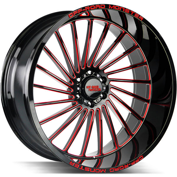 Off-Road Monster M27 Gloss Black with Candy Red Milled Spokes