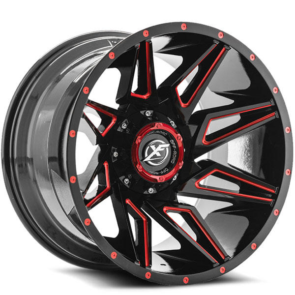 XF Off-Road XF-218 Gloss Black with Red Milled Spokes