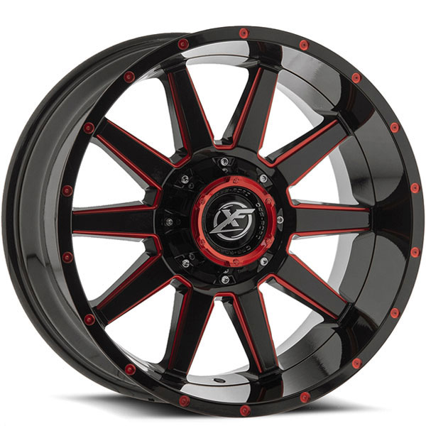 XF Off-Road XF-219 Gloss Black with Red Milled Spokes